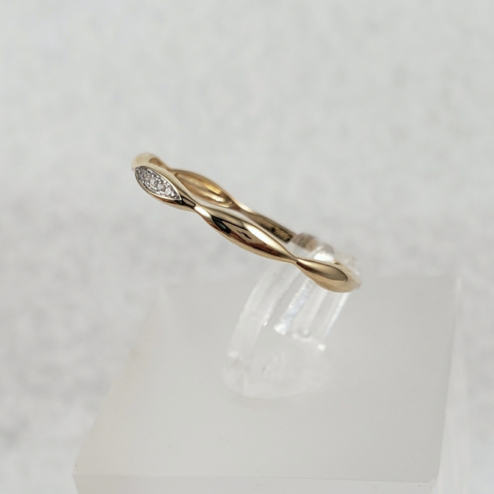 Delicate 14k Yellow Gold & Diamonds Band - Picture 5 of 8